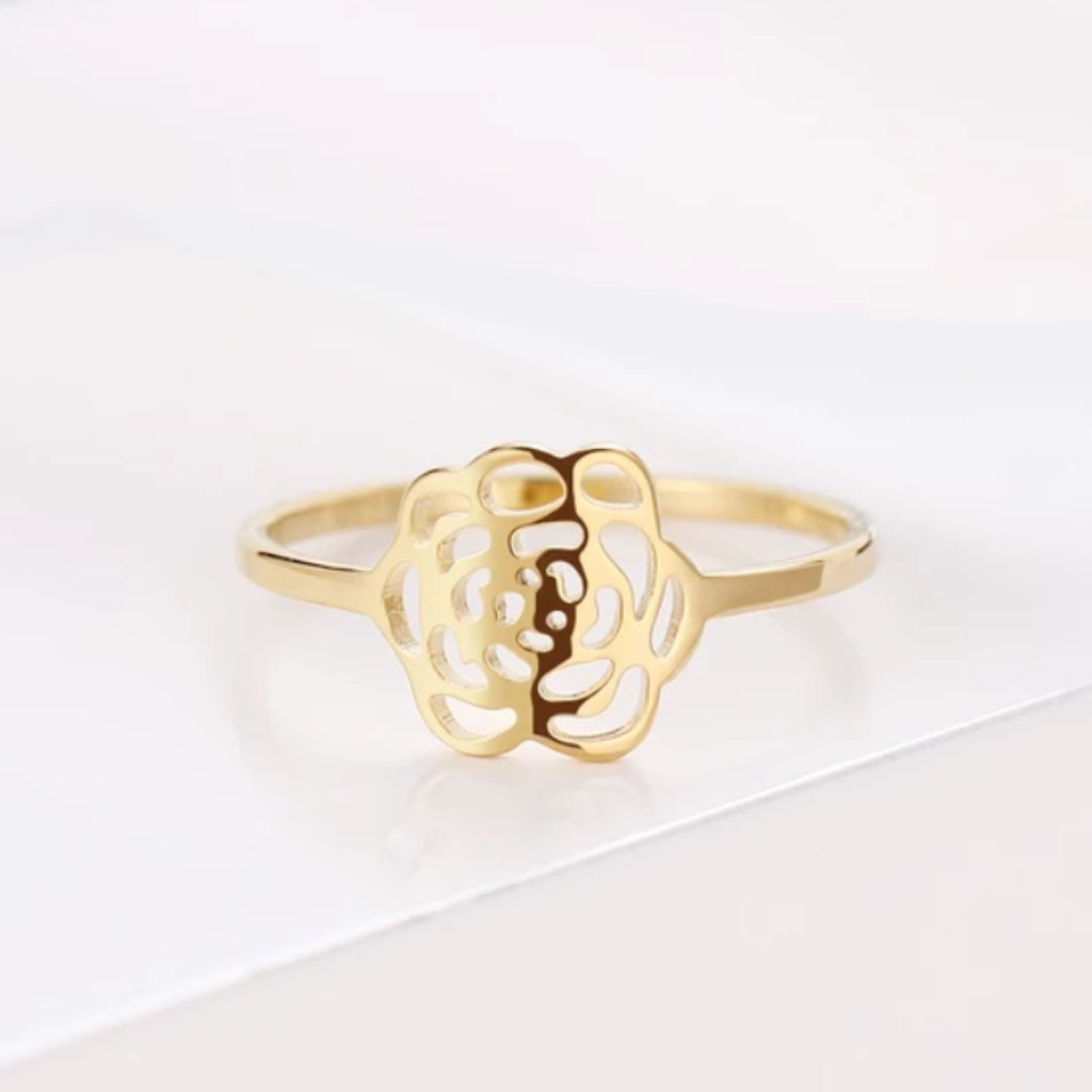 14k Yellow Gold Dainty Rose Ring